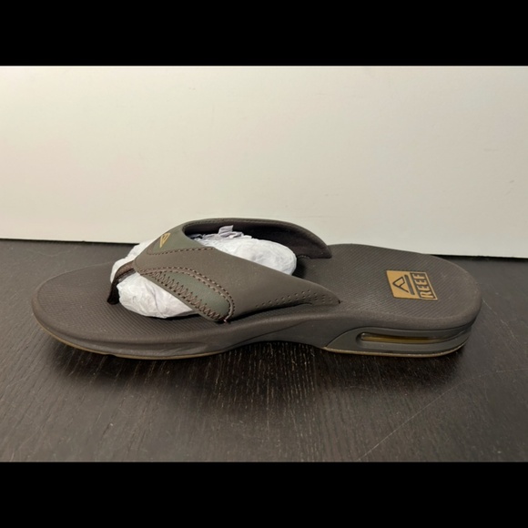 Reef Fanning Flip Flops with Bottle Opener Brown/Green/Gum Mens 10 - Picture 7 of 16
